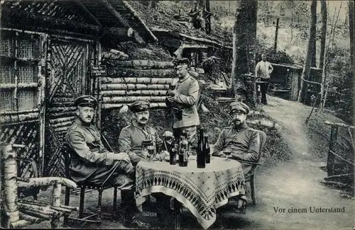 Ak Wirklichkeitsbilder vom Kriegsschauplatz, Nachmittags Besuch vor einem Unterstand, I WK