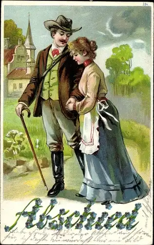 Ak Liebespaar kurz vor dem Abschied