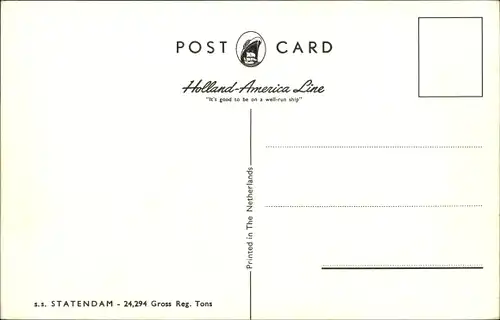 Ak Dampfschiff SS Statendam, HAL