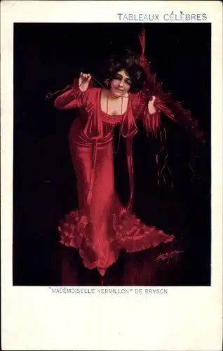 Künstler Ak Bryson, Mademoiselle Vermillon, Frau in rotem Kleid