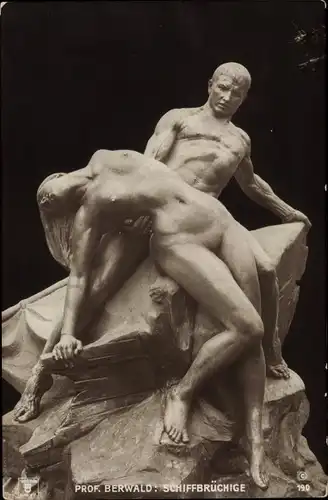 Ak Plastik Schiffbrüchige, Prof. Berwald, Akt