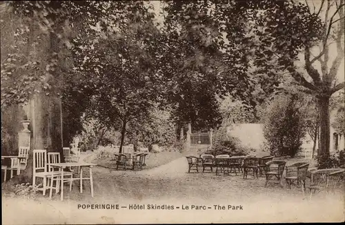 Ak Poperinghe Westflandern, Hotel Skindies, Le Parc