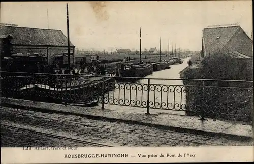 Ak Rousbrugge Roesbrugge Haringe Westflandern, Vue prise du Pont de l'Yser