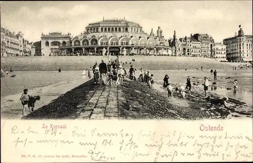Ak Oostende Ostende Westflandern, Le Kursaal et la Plage