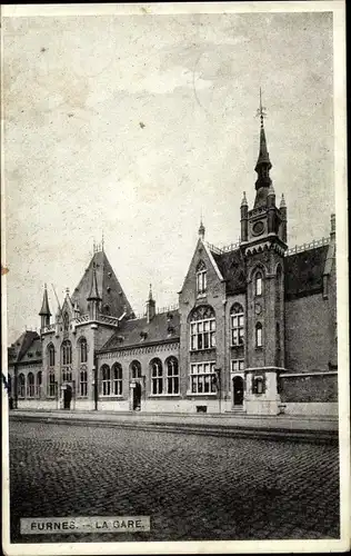 Ak Furnes Veurne Westflandern, La Gare