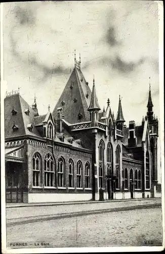 Ak Furnes Veurne Westflandern, La Gare