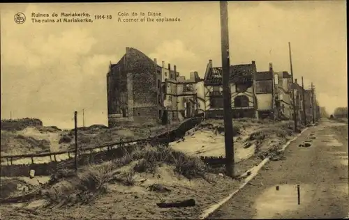 Ak Mariakerke Ostende Westflandern, Coin de la Digue, Ruines