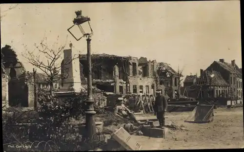 Ak Messines Mesen Westflandern, Kriegszerstörung