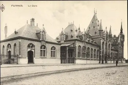 Ak Furnes Veurne Westflandern, La Gare