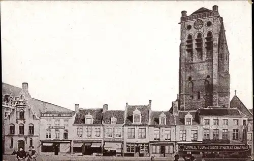 Ak Furnes Veurne Westflandern, L'Eglise, Grand Place