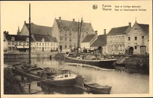 Ak Furnes Veurne Westflandern, Quai et College episcopal