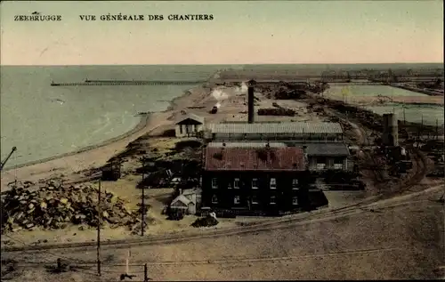 Ak Zeebrugge Westflandern, Vue generale des Chantiers