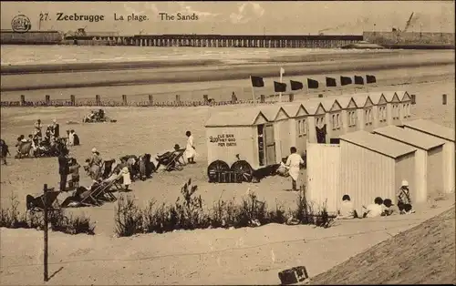 Ak Zeebrugge Westflandern, La Plage, Strandkabinen