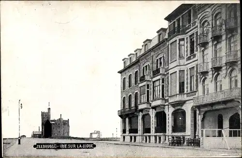 Ak Zeebrugge Westflandern, Vue sur la digue