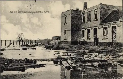 Ak Ypern Westflandern, Aus dem Überschwemmungsgebiet, Hochwasser