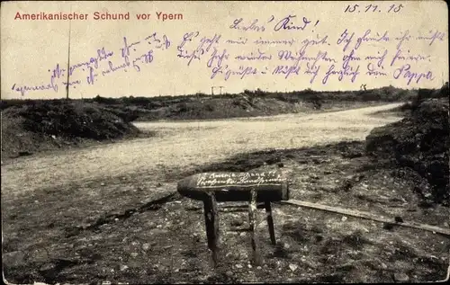 Ak Ypres Ypren Westflandern, Amerikanischer Schund vor Ypern, Granate