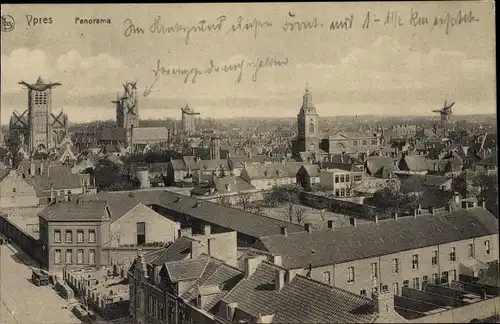 Ak Ypres Ypern Flandern, Panorama