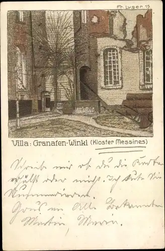 Künstler Ak Messines Mesen Westflandern, Villa: Granaten-Winkl, Kloster