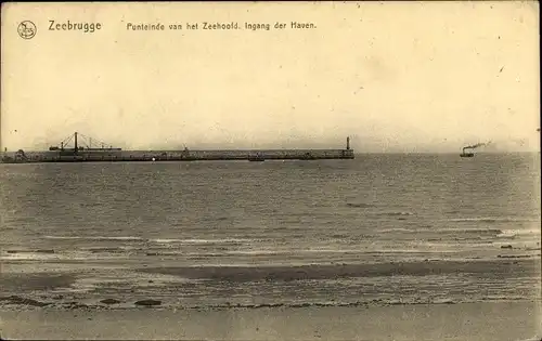 Ak Zeebrugge Westflandern, Punteinde van het Zeehoofd, Ingang der Haven