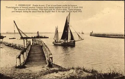 Ak Zeebrugge Westflandern, Entree du port