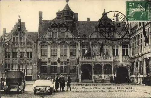 Ak Furnes Veurne Westflandern, Guerre de 1914, Place de l'Hotel de Ville