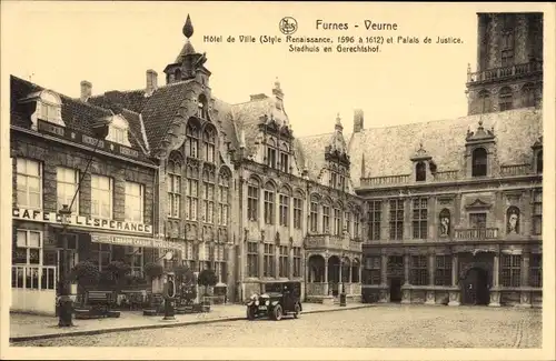 Ak Furnes Veurne Westflandern, Veurne, Hotel de Ville et Palais de Justice