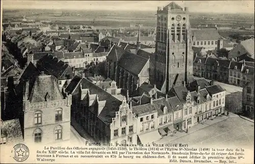 Ak Furnes Veurne Westflandern, Panorama de la Ville (Cote Est)