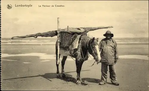 Ak Lombartzyde Lombardsijde Middelkerke Westflandern, Le Pecheur de Crevettes