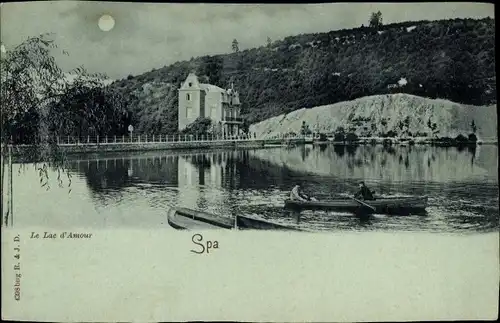 Mondschein Ak Spa Wallonien Lüttich, Le Lac d'Amour