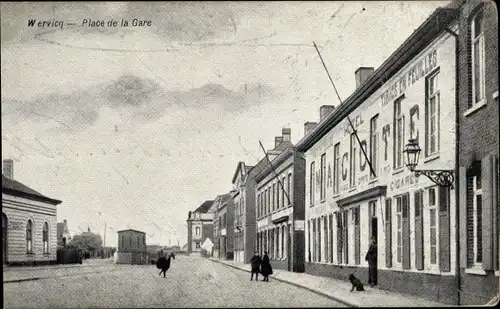 Ak Wervik Wervicq Westflandern, Place de la Gare, Hotel