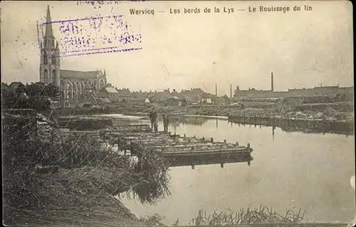 Ak Wervik Wervicq Westflandern, Les bords de la Lys