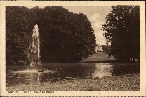 Ak Arnhem Gelderland Niederlande, Fontein Vijver Sonsbeek