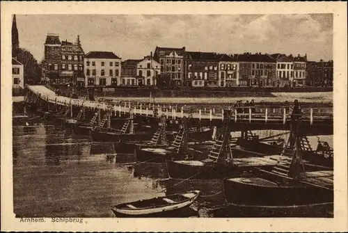 Ak Arnhem Gelderland Niederlande, Schiffsbrücke