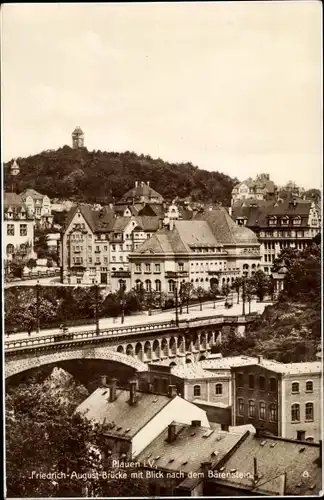 Ak Plauen im Vogtland, Teilansicht vom Ort, Friedrich August Brücke, Blick n. d. Bärenstein