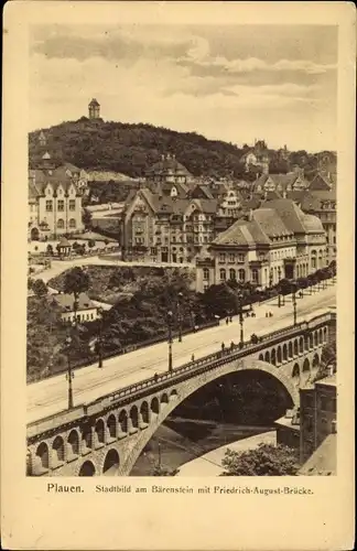 Ak Plauen Vogtland, Stadtbild am Bärenstein, Friedrich August Brücke
