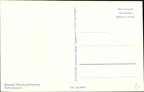 Ak Altenberg im Erzgebirge, Postmeilensäule