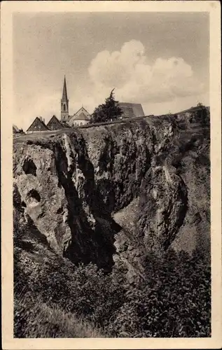 Ak Altenberg im Erzgebirge, Die Binge und Kirche