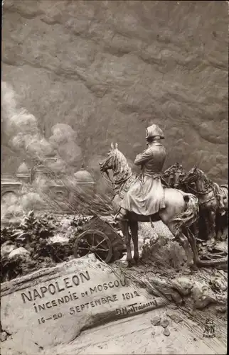 Künstler Ak Mastroianni, Napoleon Bonaparte, Incendie de Moscou, 16 à 20 Sept 1812