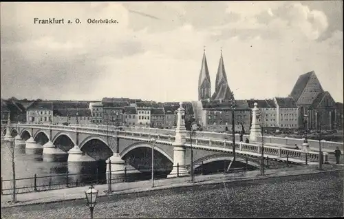 Ak Frankfurt an der Oder, Oderbrücke, Kirche