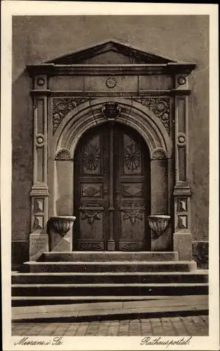 Ak Meerane in Sachsen, Rathausportal