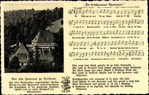 Lied Ak Frohnau Annaberg Buchholz Erzgebirge, Dr Frohnaaer Hammer, Hammerschänke, Alfred Kaaden