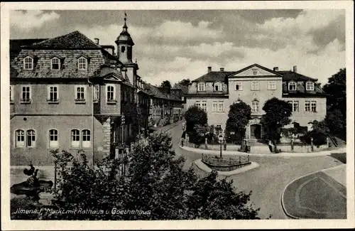 Ak Ilmenau in Thüringen, Markt mit Rathaus und Goethehaus