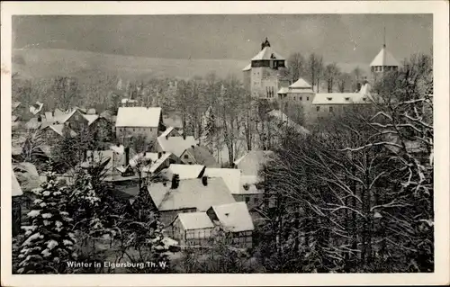 Ak Elgersburg in Thüringen, Teilansicht des Ortes im Winter, Schnee