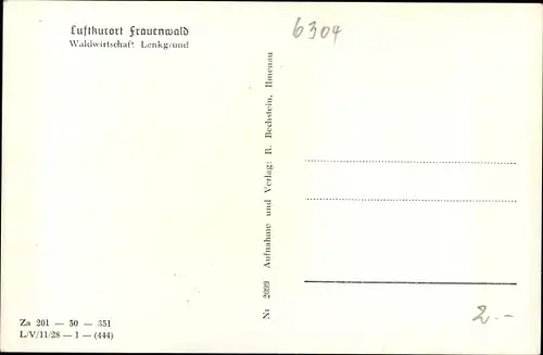 Ak Frauenwald am Rennsteig Ilmenau Thüringen, Waldwirtschaft Lenkgrund