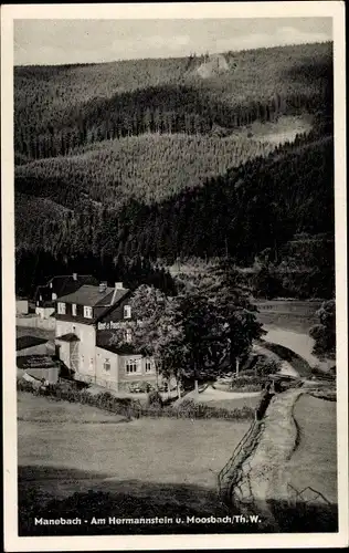 Ak Manebach Ilmenau Thüringen, Am Hermannstein, Gast und Pensionshaus Moosbach