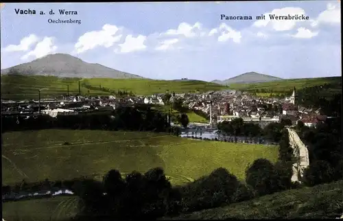 Ak Vacha in der Rhön Thüringen, Panorama mit Werrabrücke, Ochsenberg