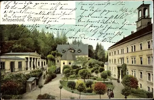 Ak Thermalbad Wiesenbad im Erzgebirge, Ortspartie