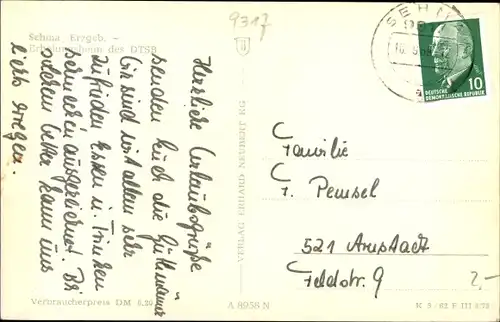 Ak Sehma Sehmatal Erzgebirge, Erholungsheim des DTSB