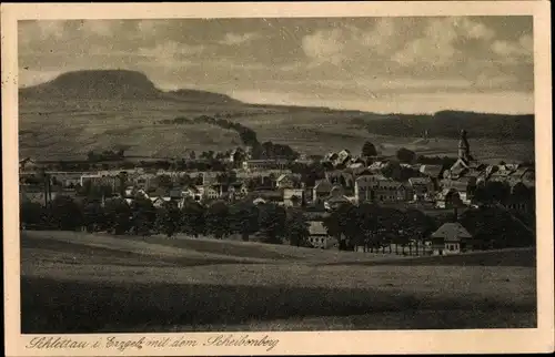 Ak Schlettau im Erzgebirge, Panorama mit dem Scheibenberg