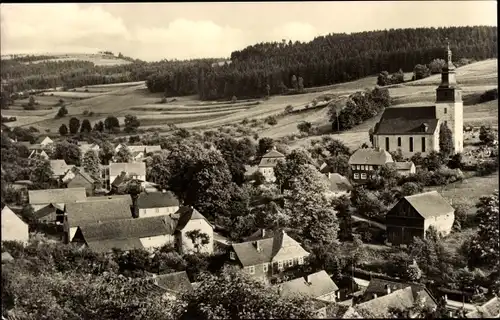 Ak Döschnitz, Blick zum Ort, Häuser, Kirche